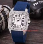 Fake Cartier Diamond Watch - Blue Rubber Band For Sale 